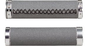 Grip Trek Retro Textile Stitched Lock-On Grey Pair