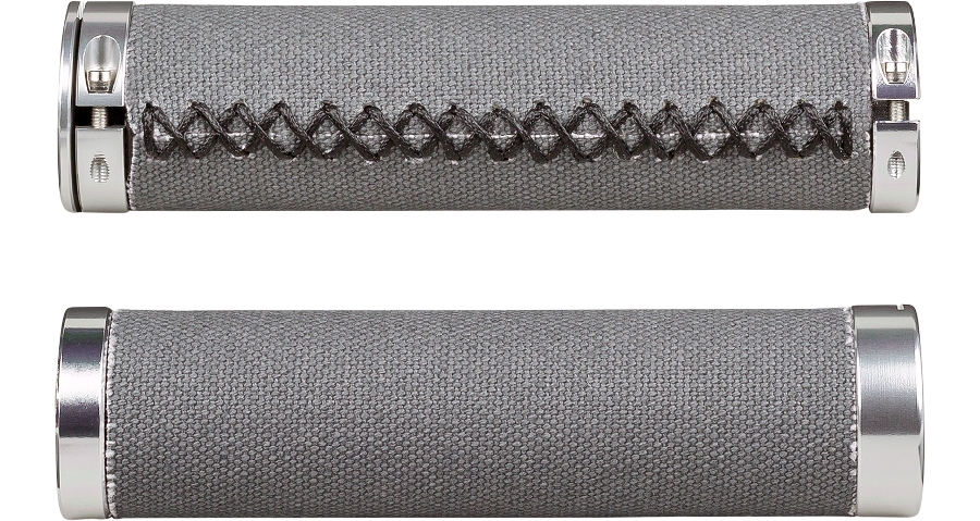 Grip Trek Retro Textile Stitched Lock-On Grey Pair